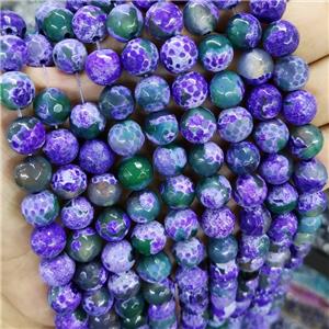Dye Agate Beads Faceted Round Purple, approx 8mm dia