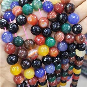 Dye Agate Beads Faceted Round Mixed Color, approx 14mm dia
