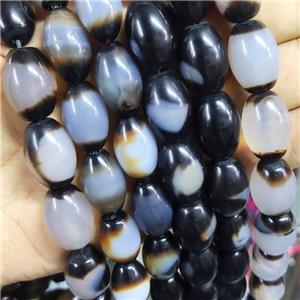 Black White Agate Barrel Beads, approx 13-18mm