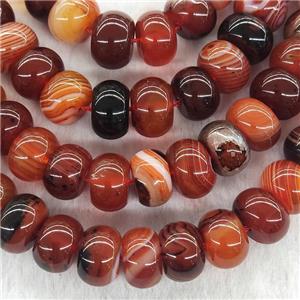 Red Striped Agate Rondelle Beads Smooth, approx 13mm