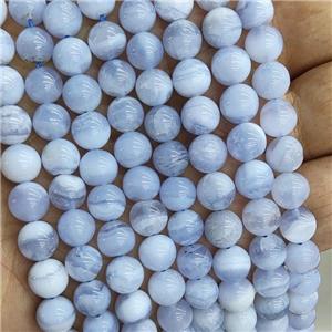 Natural Blue Lace Agate Beads Smooth Round A-Grade, approx 8mm dia