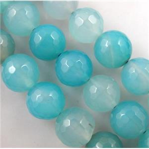 blue Agate Stone beads, faceted round, 12mm dia, approx 33pcs per st