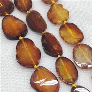 Natural Agate Slice Beads Orange Dye, approx 15-42mm