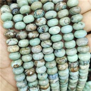 Natural Agate Rondelle Beads Smooth Turq Green Dye, approx 8-12mm