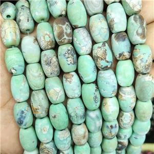 Natural Agate Barrel Beads Turq Green Dye, approx 10-15mm