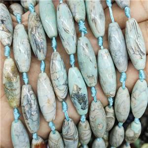 Natural Agate Rice Beads Smooth Turq Blue Dye, approx 10-30mm, 10pcs per st