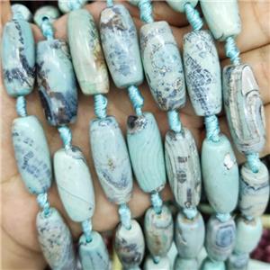 Natural Agate Rice Beads Smooth Turq Blue Dye, approx 13-30mm, 10pcs per st