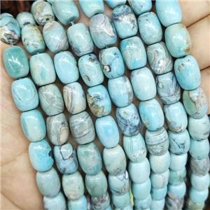 Natural Agate Barrel Beads Smooth Turq Blue Dye, approx 10-14mm