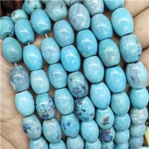 Natural Agate Barrel Beads Smooth Turq Blue Dye, approx 12-16mm