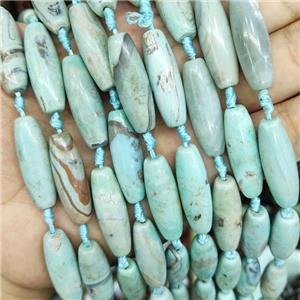 Natural Agate Rice Beads Smooth Turq Green Dye, approx 10-30mm, 10pcs per st