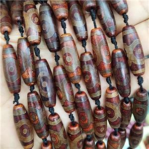Tibetan Agate Rice Beads Evil Eye Antique Red, approx 10-30mm, 10pcs per st
