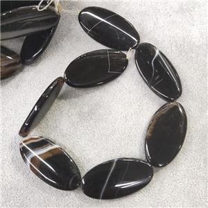 Natural Agate Oval Beads Black, approx 25-50mm