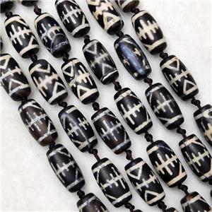 Tibetan DZi Agate Beads Barrel Matte, approx 10-20mm, 18pcs per st