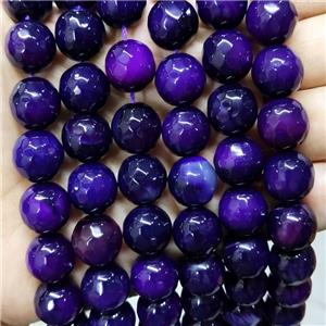 Natural Agate Beads Faceted Round Purple Dye B-Grade, approx 14mm dia