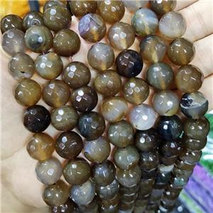 Natural Agate Beads Faceted Round Coffee Dye B-Grade, approx 14mm dia