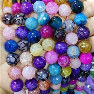 Natural Agate Beads Faceted Round Mix Color Dye B-Grade, approx 14mm dia