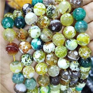 Yellow Fired Agate Beads Faceted Round B-Grade, approx 14mm dia