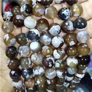 Coffee Fired Agate Beads Faceted Round B-Grade, approx 14mm dia