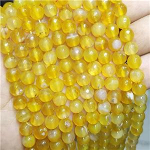 Yellow Agate Beads Faceted Round Dye, approx 8mm dia