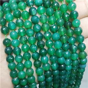 Green Agate Beads Faceted Round Dye, approx 8mm dia