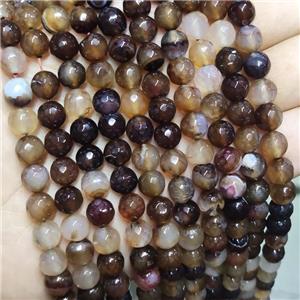 Coffee Agate Beads Faceted Round Dye, approx 8mm dia