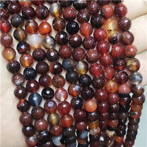 Fancy Agate Beads Faceted Round, approx 8mm dia