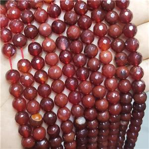Red Agate Beads Faceted Round Dye, approx 8mm dia