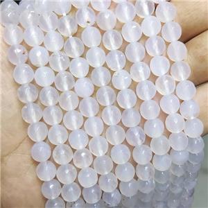 White Agate Beads Faceted Round, approx 8mm dia