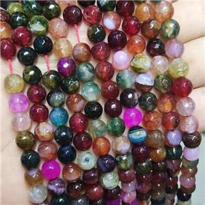 Multicolor Agate Beads Faceted Round Dye, approx 8mm dia