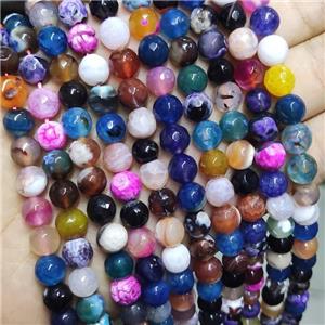Mix Color Agate Beads Faceted Round Dye, approx 8mm dia