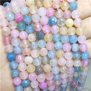 Agate Beads Faceted Round Dye Mix Color, approx 8mm dia