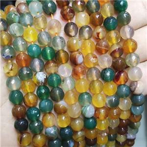 Agate Beads Faceted Round Dye Mix Color, approx 8mm dia