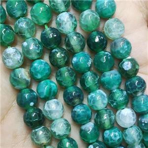 Green Fire Agate Beads Faceted Round, approx 8mm dia