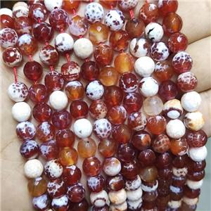 Red Fire Agate Beads Faceted Round, approx 8mm dia