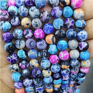 Fire Agate Beads Smooth Round Mixed Color, approx 10mm dia