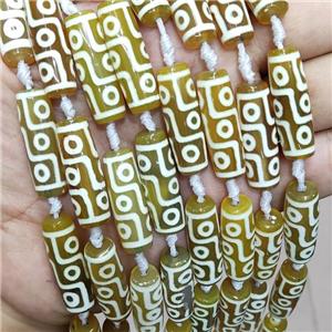 Yellow Tibetan Agate Rice Beads Evil Eye, approx 10-30mm, 10pcs per st