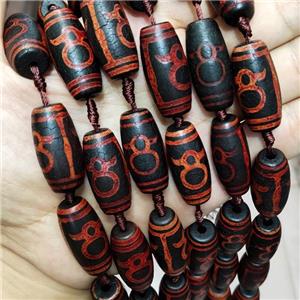Black Tibetan Agate Rice Beads, approx 14-30mm, 10pcs per st
