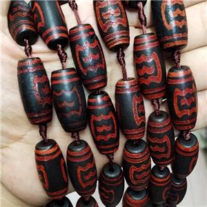 Black Tibetan Agate Rice Beads, approx 14-30mm, 10pcs per st