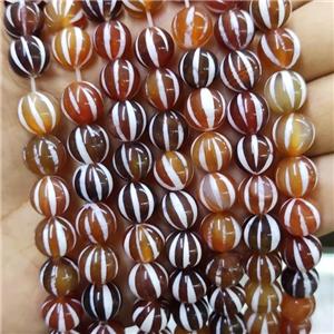 Red Tibetan Agate Beads Smooth Round, approx 10mm dia