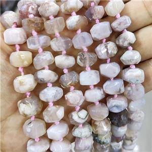 Natural Sakura Cherry Agate Rondelle Beads Pink Faceted, approx 10-13mm