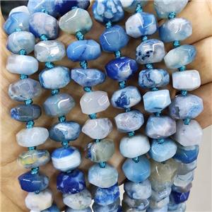 Natural Sakura Cherry Agate Rondelle Beads Blue Dye Faceted, approx 10-13mm