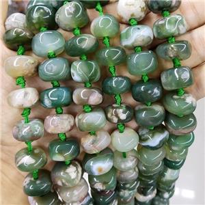 Natural Sakura Cherry Agate Rondelle Beads Green Dye Smooth, approx 16mm