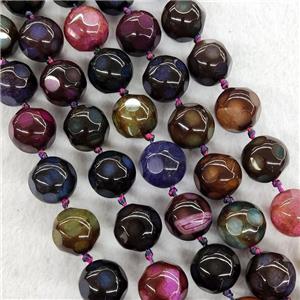Natural Agate Beads Round Faceted Dye Mixed, approx 20mm