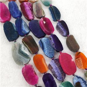 Agate Druzy Slice Beads Mixed Color Dye, approx 15-30mm