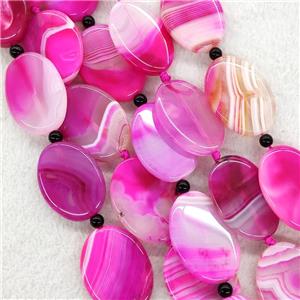 Hotpink Stripe Agate Oval Beads, approx 30-40mm