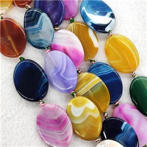 Mix Color Stripe Agate Oval Beads, approx 30-40mm