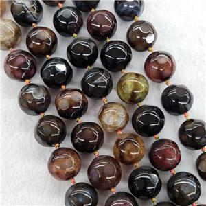 Natural Agate Round Beads Faceted Dye Mix Color, approx 18mm