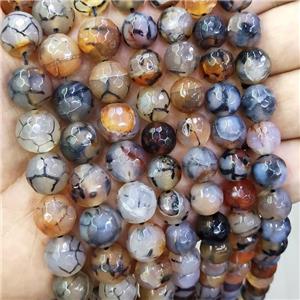 Orange Veins Agate Beads Faceted Round, approx 14mm dia