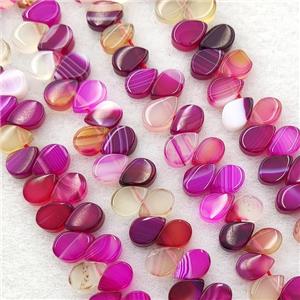 Hotpink Stripe Agate Teardrop Beads Topdrilled, approx 5-8mm