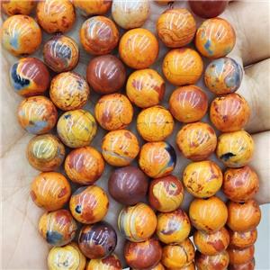 Orange Fire Agate Beads Smooth Round Dye, approx 6mm dia
